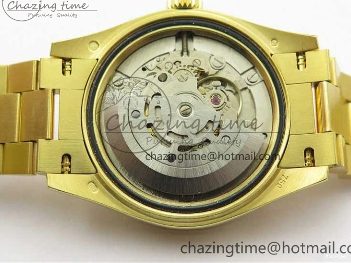 MiroTime 0408 Versatile Daydate 278288 31mm YG EWF Best Edition Green Malachite Dial Crystal Markers on YG President Bracelet ETA 2606